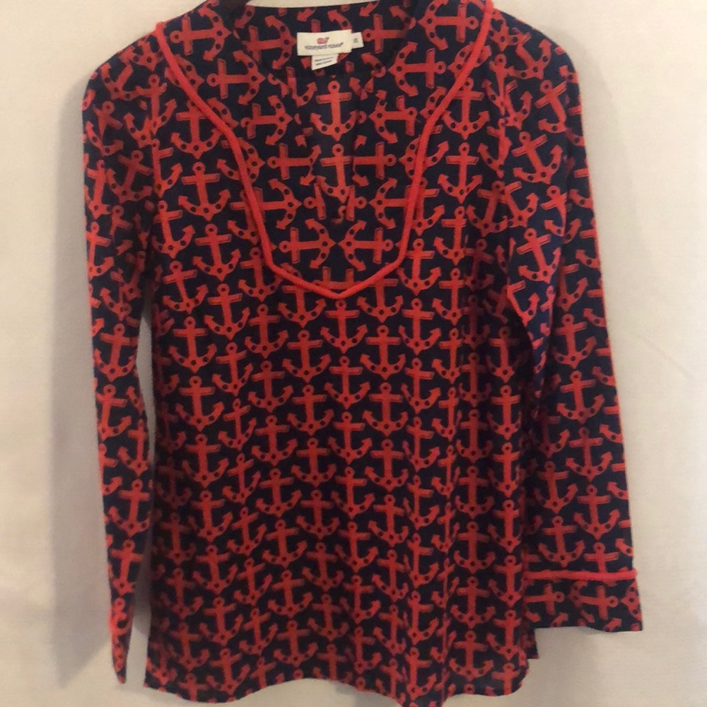 Vineyard Vines Navy Blue/Red Anchor Tunic